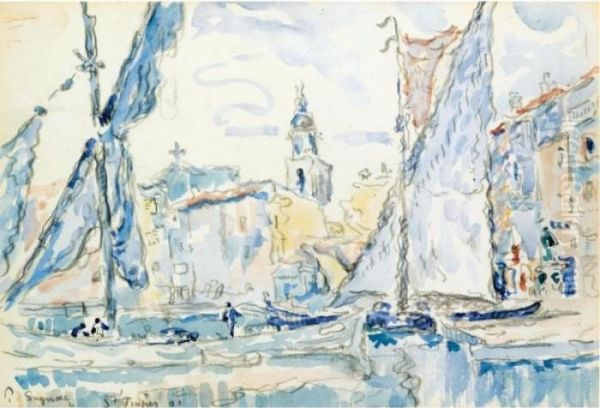 St Tropez Oil Painting by Paul Signac