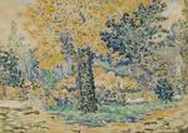 Personnages Dans Un Parc. Ca. 1908-1909 Oil Painting by Paul Signac