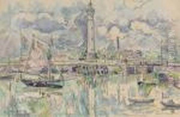 Ouistreham, Le Port Oil Painting by Paul Signac