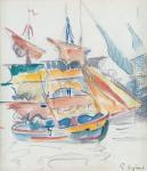 Bateaux Au Port Oil Painting by Paul Signac