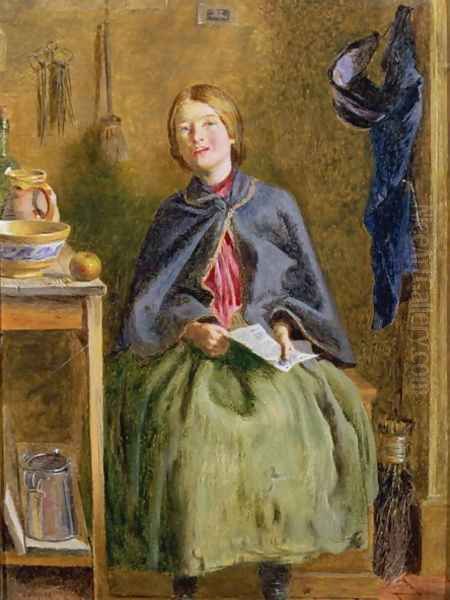 A Maid Learning to Read, 1858 Oil Painting by Frederick Smallfield, A.R.W.S.