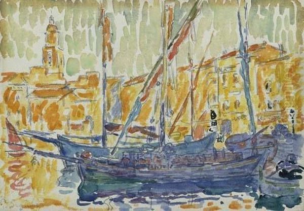 St. Tropez Harbour. Oil Painting by Paul Signac