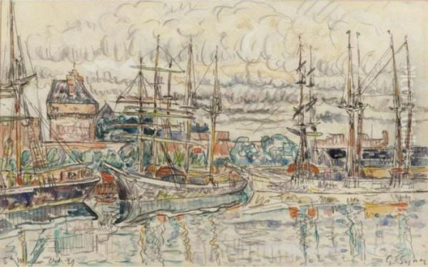 Scene De Port, Saint-malo Oil Painting by Paul Signac