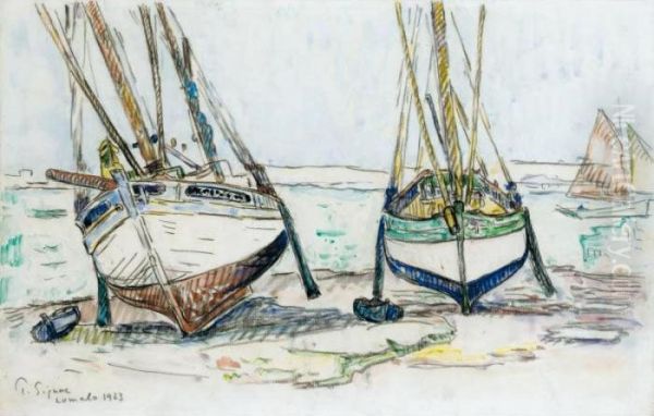 Bateaux De Peche, Lomalo Oil Painting by Paul Signac