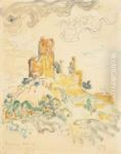 Le Chateau De Grimaud Oil Painting by Paul Signac