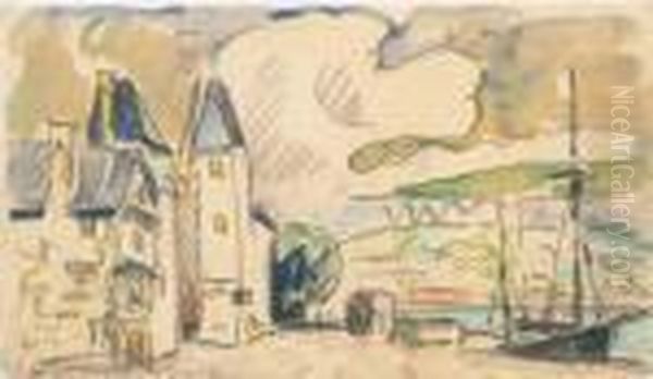 Treguier Oil Painting by Paul Signac