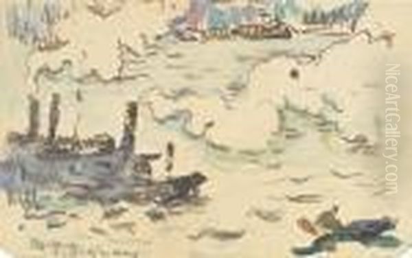 Bateau A Vapeur Oil Painting by Paul Signac