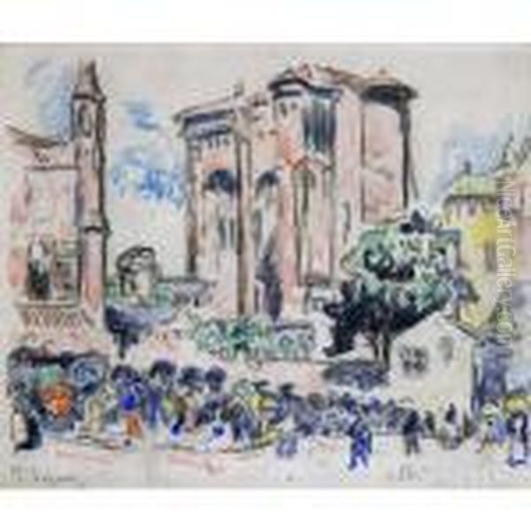 Place Animee A Albi Oil Painting by Paul Signac