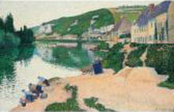 Les Andelys. Les Laveuses Oil Painting by Paul Signac