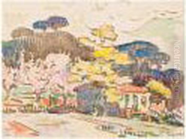 Le Cabanon A Saint-tropez Oil Painting by Paul Signac