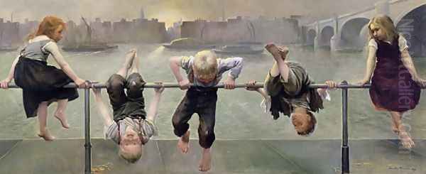 Street Arabs at Play, 1890 Oil Painting by Dorothy, nee Tennant Stanley