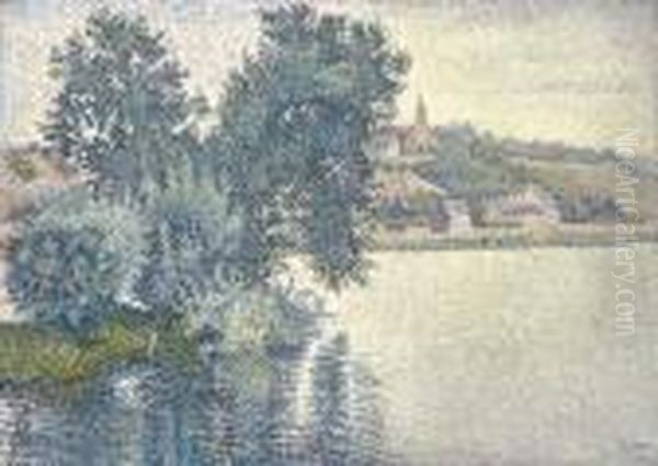 Herblay. Temps Gris. Saules (opus 205) Oil Painting by Paul Signac