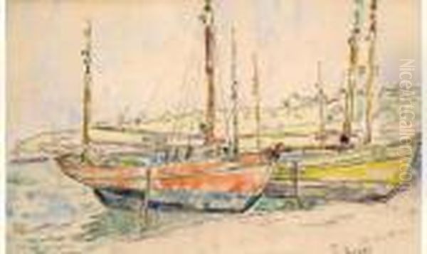 Les Barques Oil Painting by Paul Signac