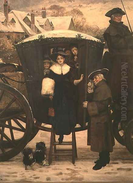 Grandmamas Christmas Visitors Oil Painting by George Adolphus Storey