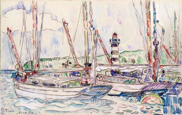 Voiliers Au Port De Groix Oil Painting by Paul Signac