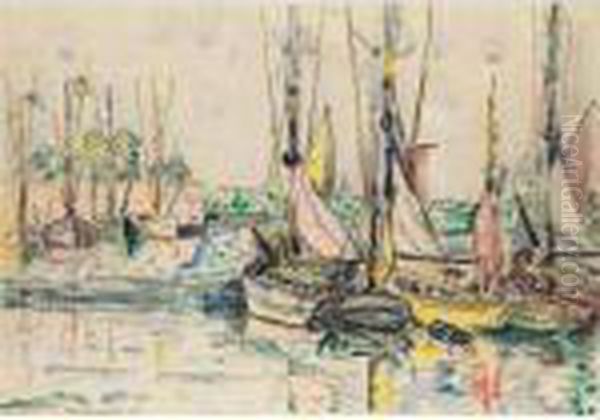 Concarneau, Les Thoniers Oil Painting by Paul Signac