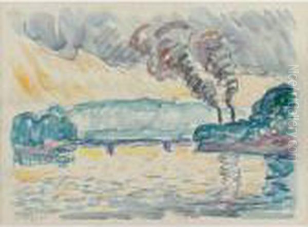 Bord De Seine Oil Painting by Paul Signac