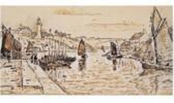 Voiliers Dans L'entree Du Port Oil Painting by Paul Signac