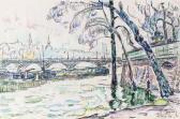 Sur La Seine Oil Painting by Paul Signac