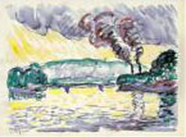 Bord De Seine Oil Painting by Paul Signac