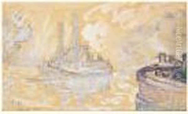 Le Vapeur, Sannois Oil Painting by Paul Signac