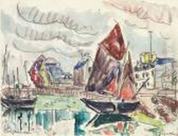 Concarneau Oil Painting by Paul Signac