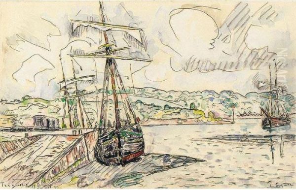 Treguier Oil Painting by Paul Signac