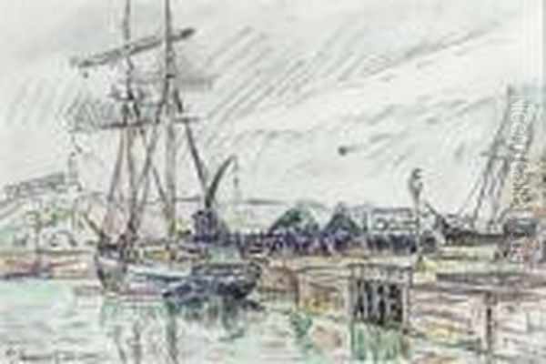 Goelette A Quai, Paimpol Oil Painting by Paul Signac