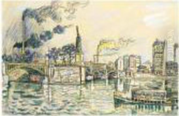 Le Pont De Grenelle A Paris Oil Painting by Paul Signac