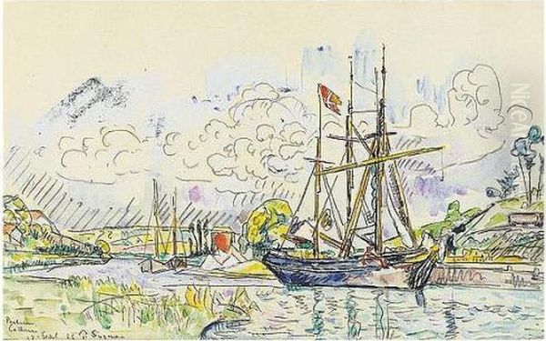 Voiliers A Quai Oil Painting by Paul Signac