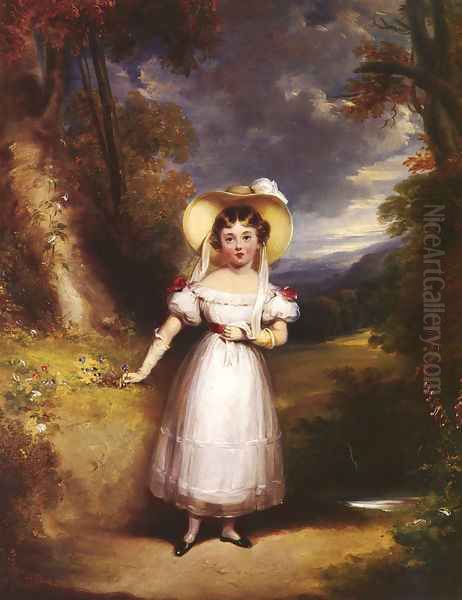 Princess Victoria, Aged Nine, In A Landscape Oil Painting by Stephen Catterson Smith