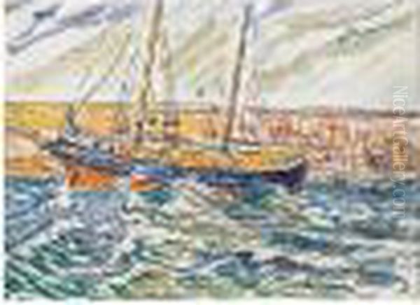 Bateau De Paeche Au Port Oil Painting by Paul Signac