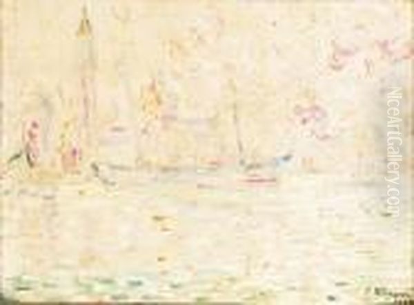 Bateaux A Venise Oil Painting by Paul Signac