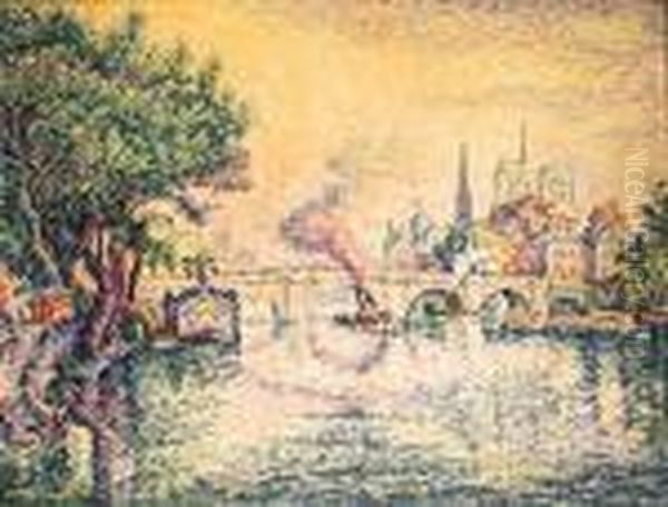 Le Pont-neuf (notre-dame De Paris Vue Du Pont-neuf) Oil Painting by Paul Signac