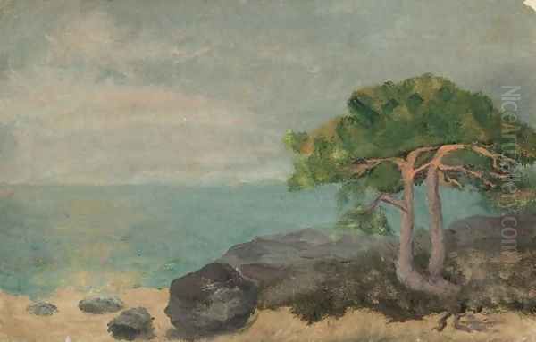 Beach at Kymmendo I (Strandparti, Kymmendo, I) Oil Painting by August Strindberg