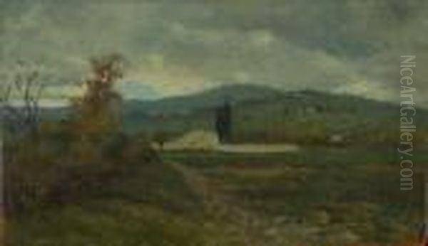 Landschaft In Der Abenddammerung. Oil Painting by Telemaco Signorini