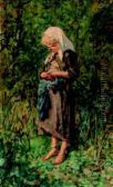 Ragazza Nel Bosco (o La Nene) Oil Painting by Telemaco Signorini