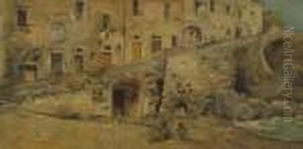 Scorcio Di Paese Oil Painting by Telemaco Signorini