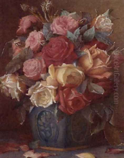 Roses in a Vase Oil Painting by Frederick R. Spencer