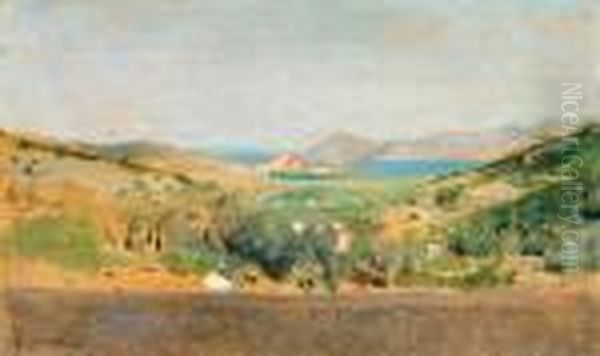 Portoferraio Visto Dalla Villa Napoleone A San Martino Oil Painting by Telemaco Signorini