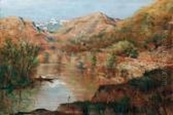 Paesaggio Fluviale Con Profilo Montano - 1895 Ca. Oil Painting by Telemaco Signorini