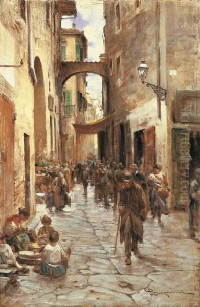 Il Ghetto Di Firenze Oil Painting by Telemaco Signorini