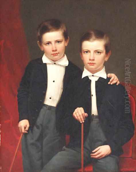 Portrait of Two Boys Oil Painting by Frederick R. Spencer