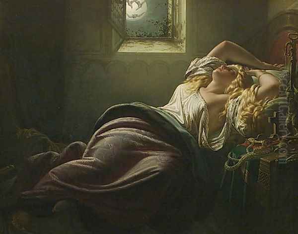 Kriemhild's Dream of the Falcon Oil Painting by Heinrich Schwemminger