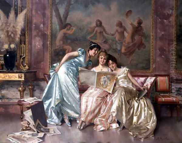 Elegant Connoisseurs Oil Painting by A. Secola