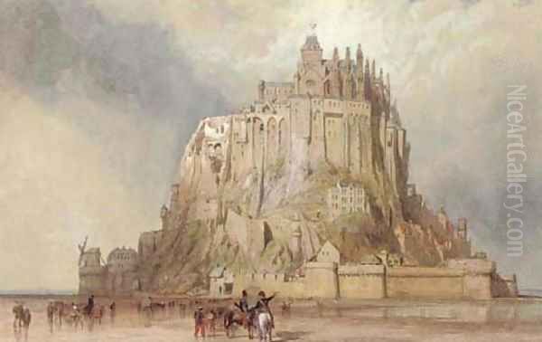 Mont St. Michel from the north west, Normandy, France Oil Painting by Clarkson Stanfield