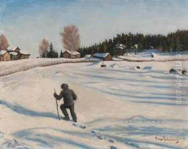 Winter Oil Painting by Hugo Simberg