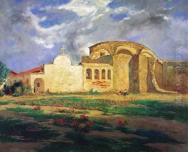 San Juan Capistrano Mission Oil Painting by Frank Paul Sauerwein