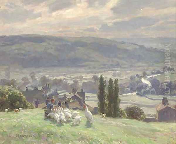 Feeding the poultry Oil Painting by Frederick Stead