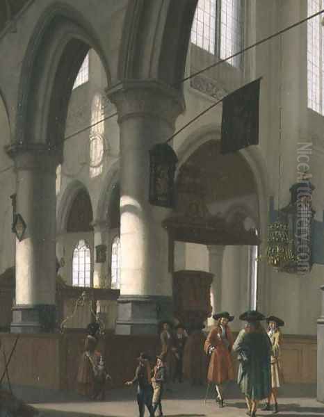 A Church Interior Oil Painting by Hendrick van Streeck